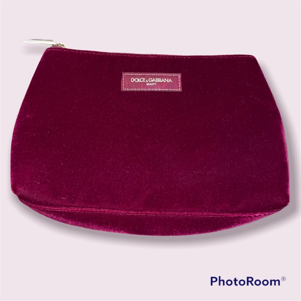 NWOT Dolce & Gabbana Beauty Maroon Velvet Makeup Pouch